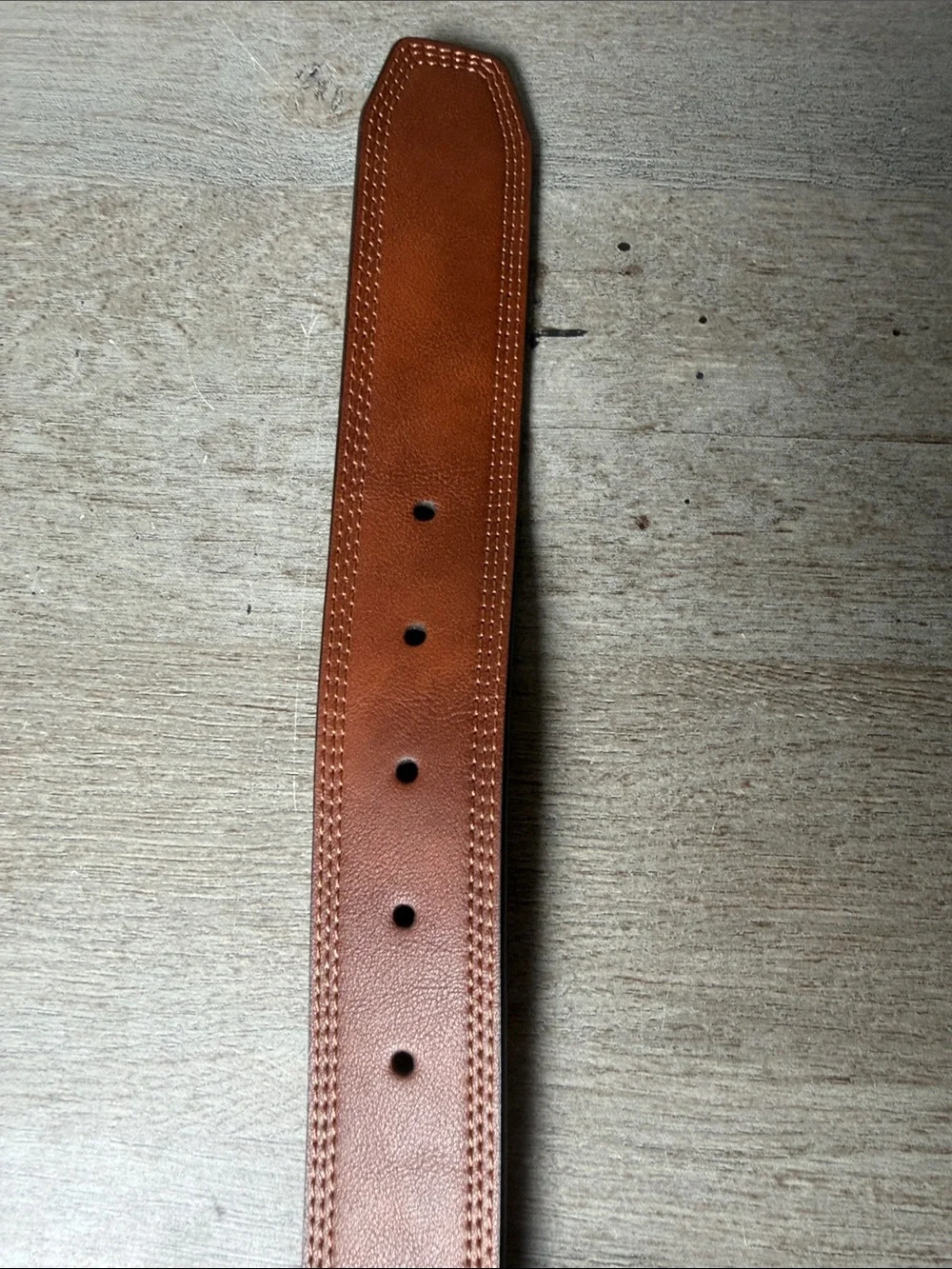 Status Men's Cognac Leather Belt with Silver Buckle